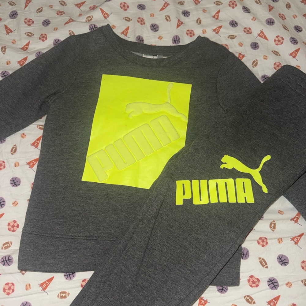 Puma Charcoal and Neon Yellow Set